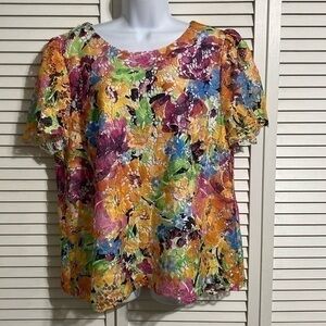Susan Graver Occasions Printed Lace Short-Sleeve Shirt!